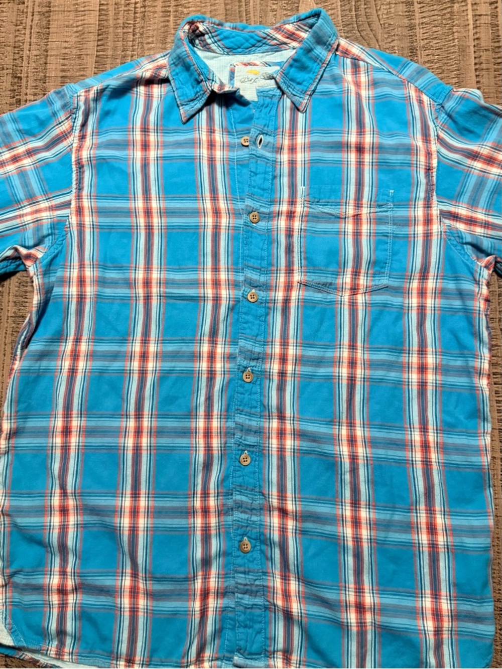 Casual Blue Plaid Short-Sleeve Button-Down Shirt